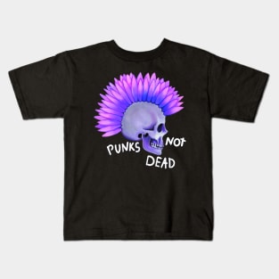 Punks not dead skull violet flower Kids T-Shirt